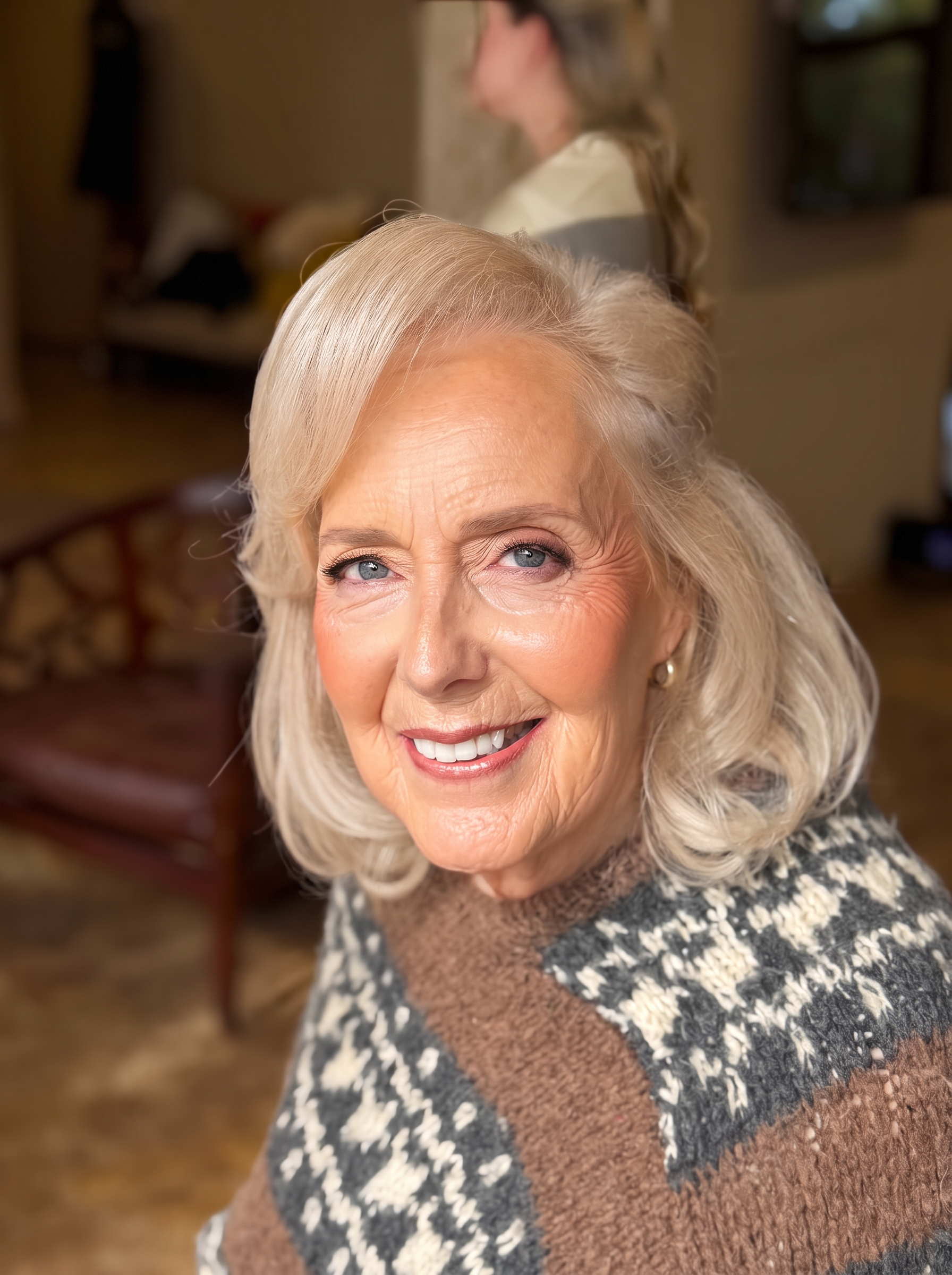 Radiant, elegant makeup with a warm smile